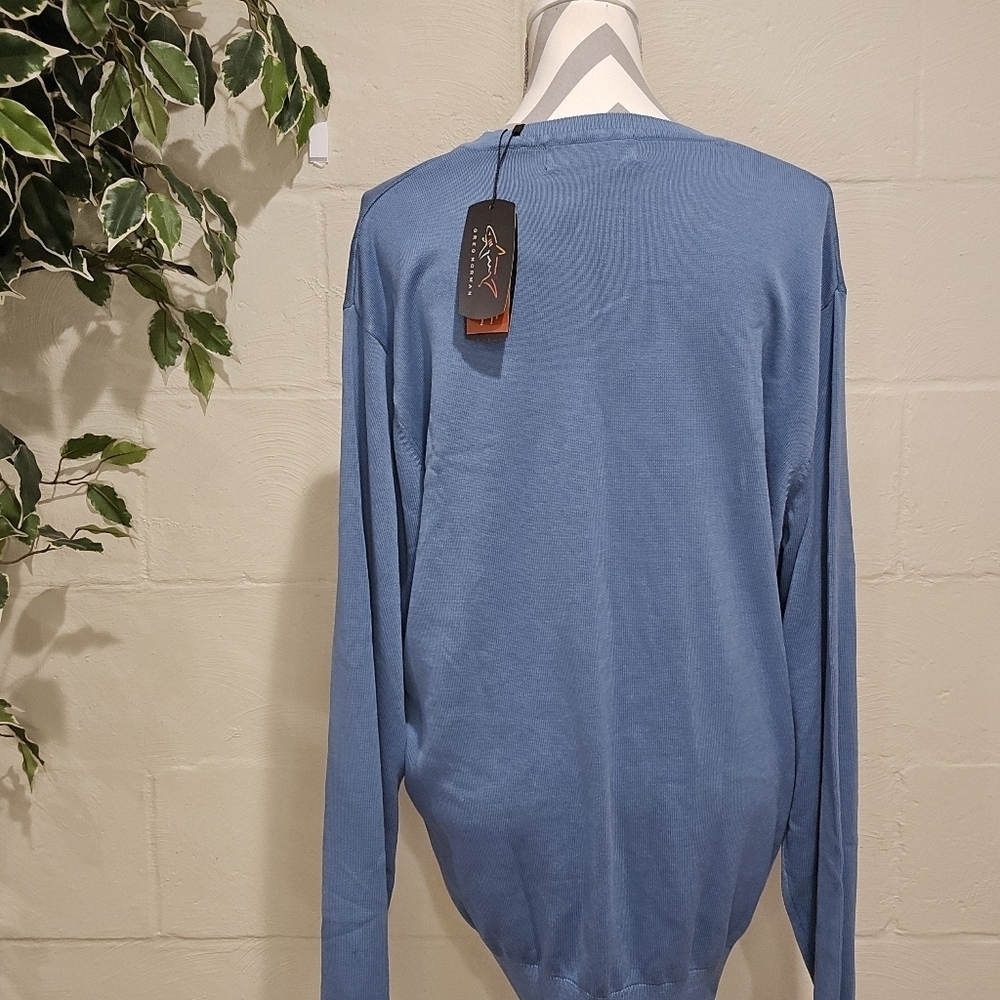 Greg Norman SHARK Natural Performance V-neck Sweater Wave Blue Sz XL. - Picture 3 of 10
